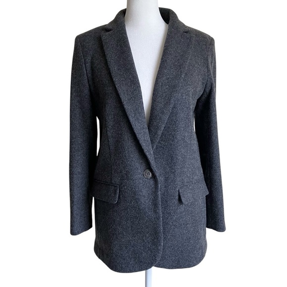 J. Crew Alfie Italian Wool Knit Blazer Jacket Charcoal Grey Heather Office Sz 6P - Picture 2 of 16